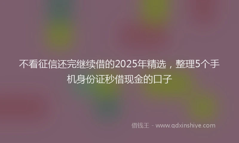 不看征信还完继续借的2025年精选，整理5个手机身份证秒借现金的口子