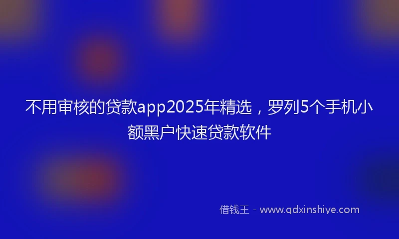 不用审核的贷款app2025年精选，罗列5个手机小额黑户快速贷款软件