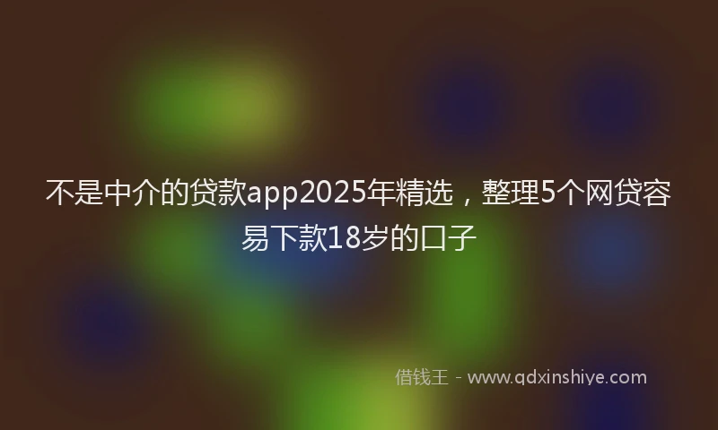 不是中介的贷款app2025年精选，整理5个网贷容易下款18岁的口子