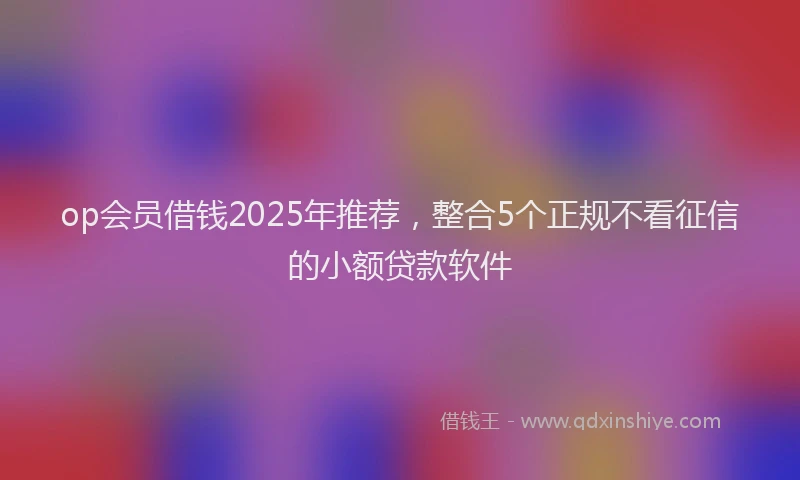 op会员借钱2025年推荐，整合5个正规不看征信的小额贷款软件