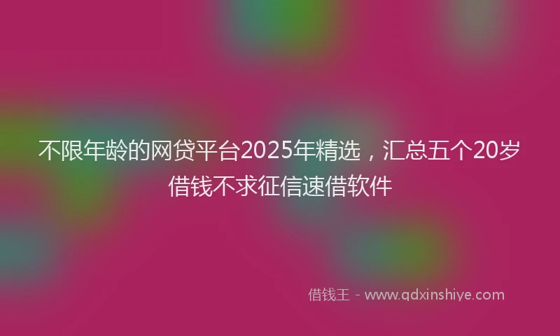 不限年龄的网贷平台2025年精选，汇总五个20岁借钱不求征信速借软件