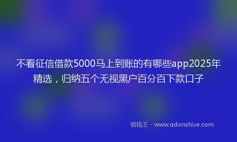 不看征信借款5000马上到账的有哪些app2025年精选，归纳五个无视黑户百分百下款口子