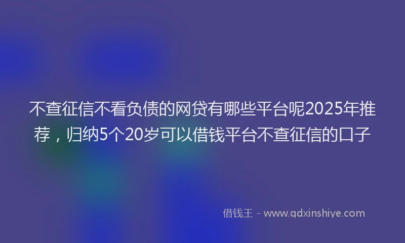 不查征信不看负债的网贷有哪些平台呢2025年推荐，归纳5个20岁可以借钱平台不查征信的口子
