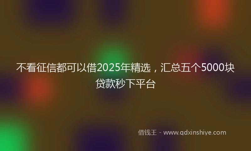 不看征信都可以借2025年精选,汇总五个5000块贷款秒下平台