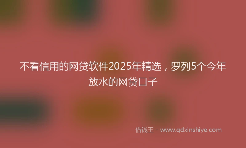 不看信用的网贷软件2025年精选，罗列5个今年放水的网贷口子