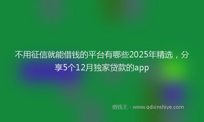 不用征信就能借钱的平台有哪些2025年精选，分享5个12月独家贷款的app