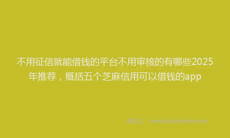 不用征信就能借钱的平台不用审核的有哪些2025年推荐，概括五个芝麻信用可以借钱的app