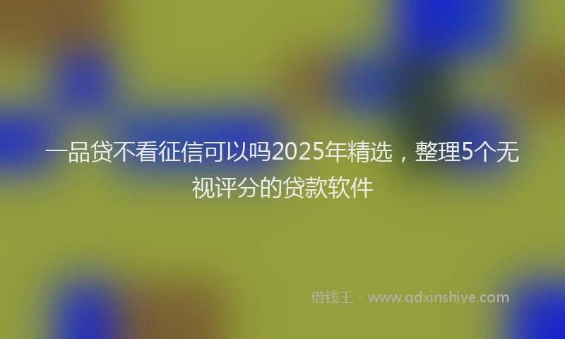 一品贷不看征信可以吗2025年精选，整理5个无视评分的贷款软件