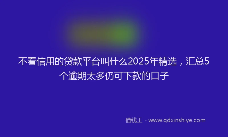 不看信用的贷款平台叫什么2025年精选，汇总5个逾期太多仍可下款的口子