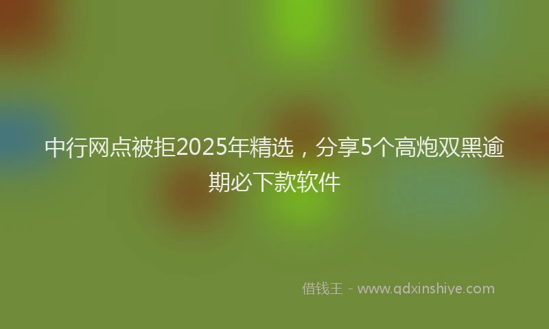 中行网点被拒2025年精选，分享5个高炮双黑逾期必下款软件