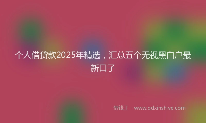 个人借贷款2025年精选，汇总五个无视黑白户最新口子