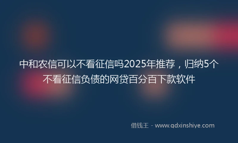 中和农信可以不看征信吗2025年推荐，归纳5个不看征信负债的网贷百分百下款软件