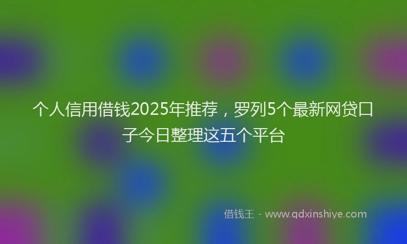 个人信用借钱2025年推荐，罗列5个最新网贷口子今日整理这五个平台