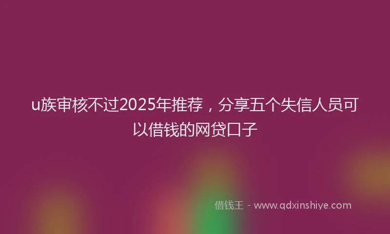 u族审核不过2025年推荐，分享五个失信人员可以借钱的网贷口子