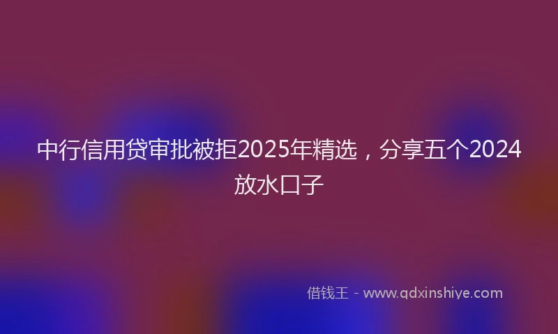 中行信用贷审批被拒2025年精选，分享五个2024放水口子
