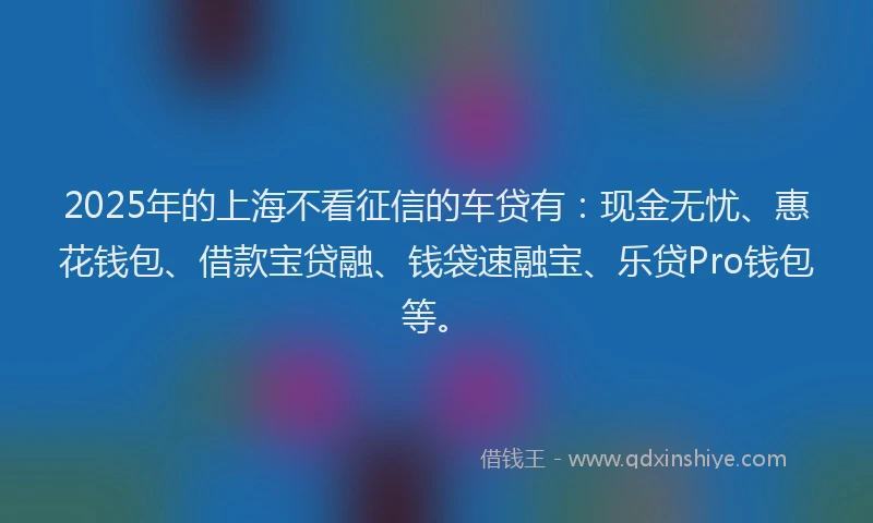 2025年的上海不看征信的车贷有：现金无忧、惠花钱包、借款宝贷融、钱袋速融宝、乐贷Pro钱包等。
