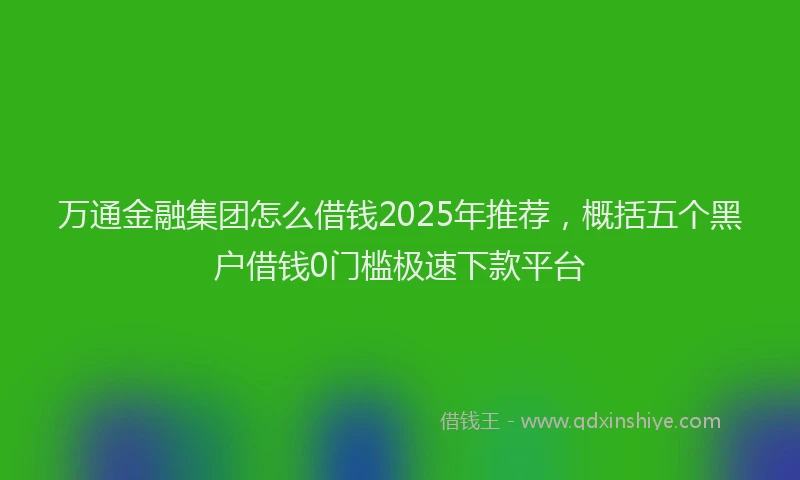 万通金融集团怎么借钱2025年推荐，概括五个黑户借钱0门槛极速下款平台