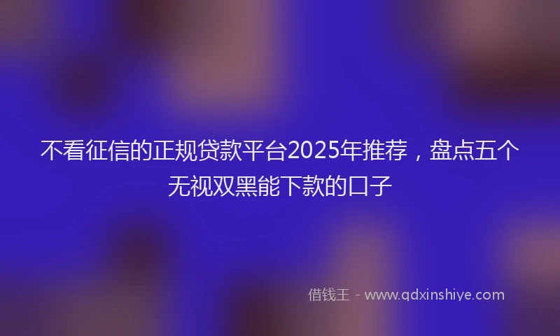 不看征信的正规贷款平台2025年推荐，盘点五个无视双黑能下款的口子