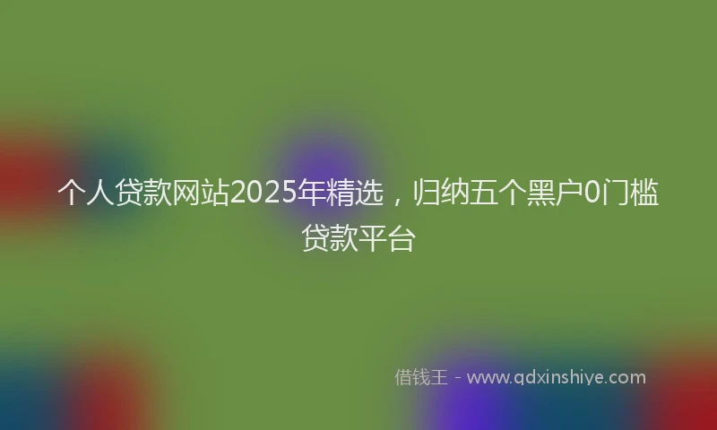 个人贷款网站2025年精选，归纳五个黑户0门槛贷款平台
