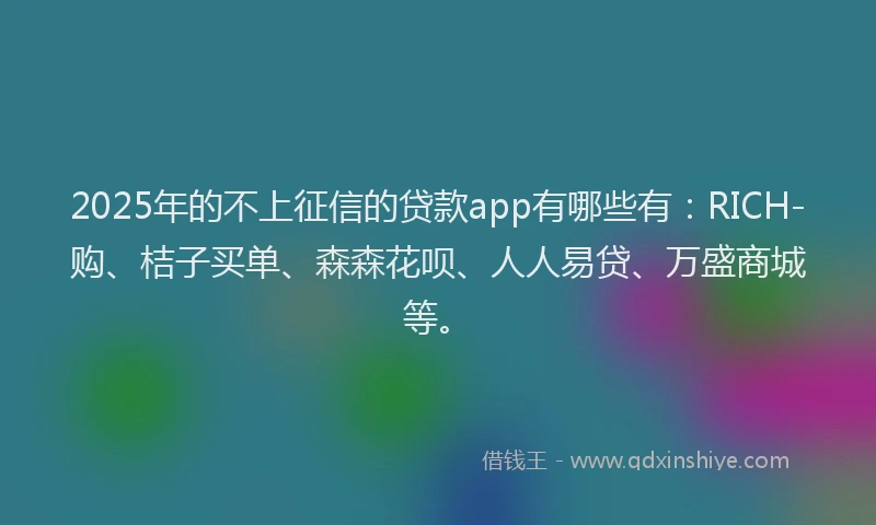 2025年的不上征信的贷款app有哪些有：RICH-购、桔子买单、森森花呗、人人易贷、万盛商城等。