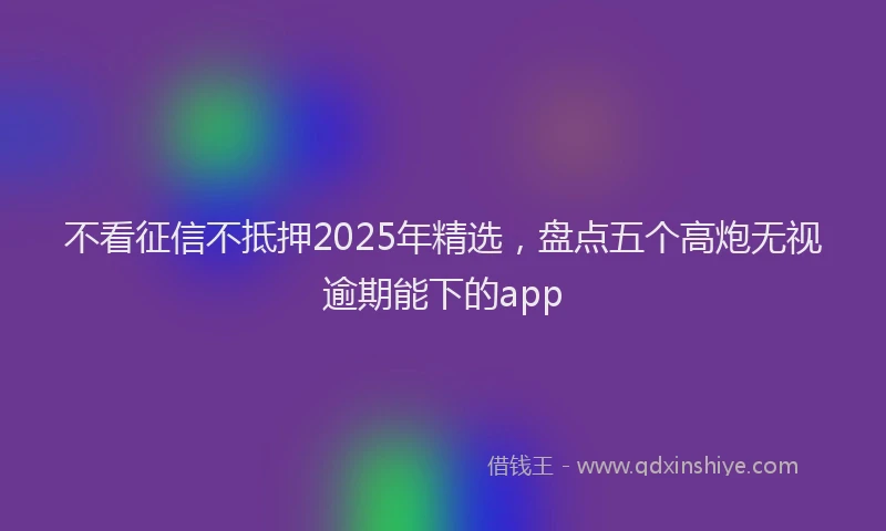 不看征信不抵押2025年精选，盘点五个高炮无视逾期能下的app