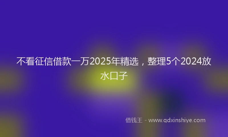 不看征信借款一万2025年精选，整理5个2024放水口子