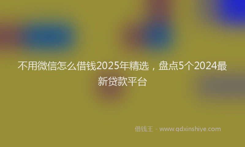 不用微信怎么借钱2025年精选，盘点5个2024最新贷款平台