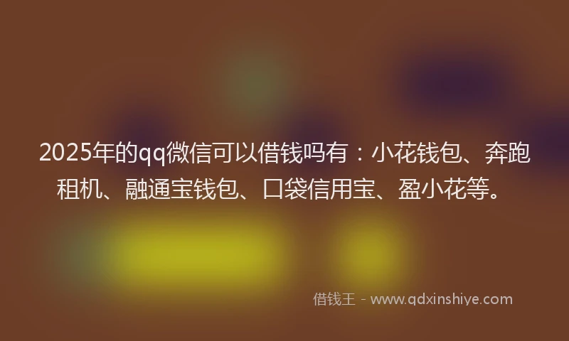 2025年的qq微信可以借钱吗有：小花钱包、奔跑租机、融通宝钱包、口袋信用宝、盈小花等。