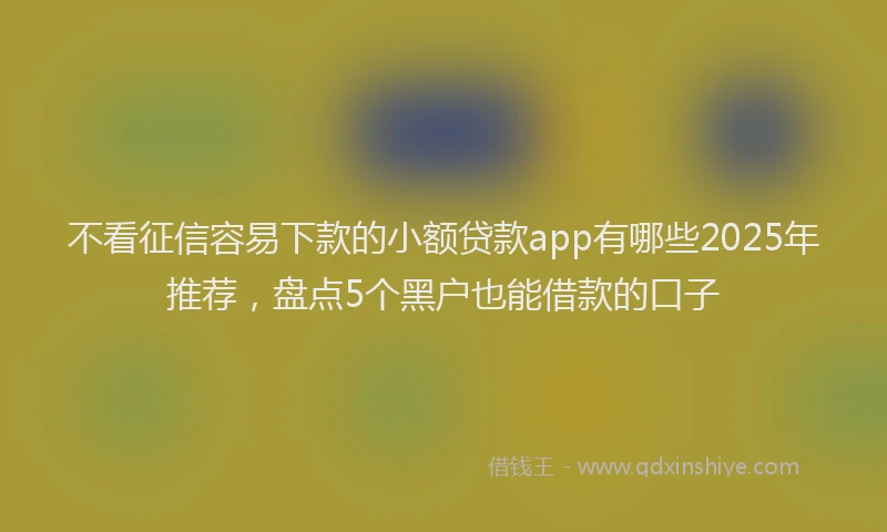 不看征信容易下款的小额贷款app有哪些2025年推荐，盘点5个黑户也能借款的口子