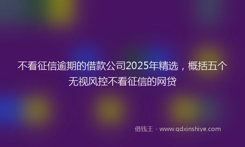 不看征信逾期的借款公司2025年精选，概括五个无视风控不看征信的网贷