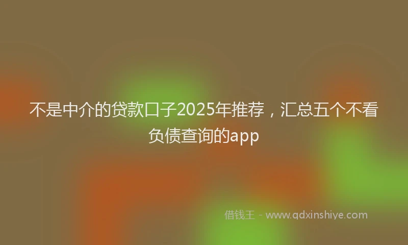 不是中介的贷款口子2025年推荐,汇总五个不看负债查询的app