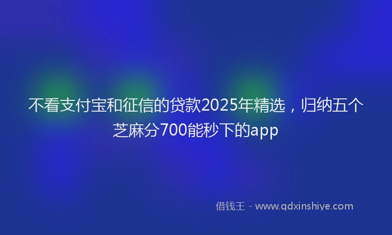 不看支付宝和征信的贷款2025年精选，归纳五个芝麻分700能秒下的app