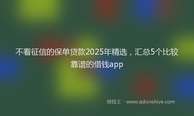 不看征信的保单贷款2025年精选，汇总5个比较靠谱的借钱app