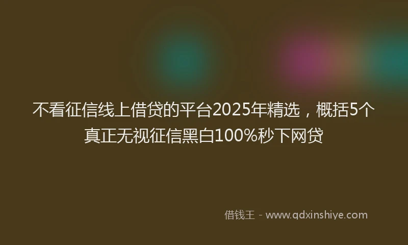不看征信线上借贷的平台2025年精选，概括5个真正无视征信黑白100%秒下网贷