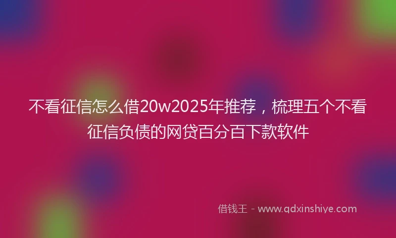 不看征信怎么借20w2025年推荐，梳理五个不看征信负债的网贷百分百下款软件