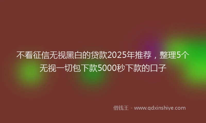 不看征信无视黑白的贷款2025年推荐，整理5个无视一切包下款5000秒下款的口子