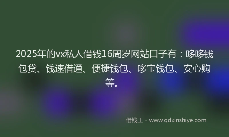 2025年的vx私人借钱16周岁网站口子有：哆哆钱包贷、钱速借通、便捷钱包、哆宝钱包、安心购等。