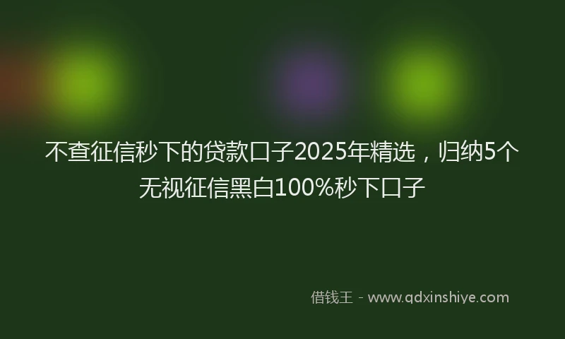 不查征信秒下的贷款口子2025年精选，归纳5个无视征信黑白100%秒下口子