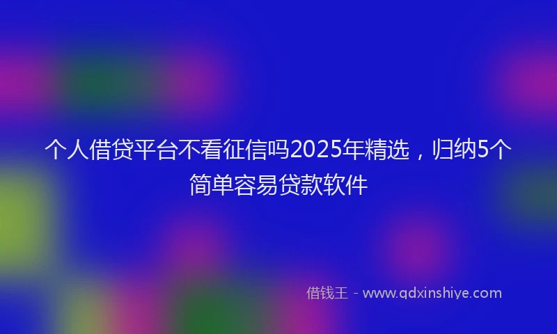 个人借贷平台不看征信吗2025年精选，归纳5个简单容易贷款软件