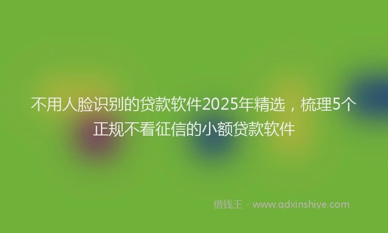 不用人脸识别的贷款软件2025年精选，梳理5个正规不看征信的小额贷款软件