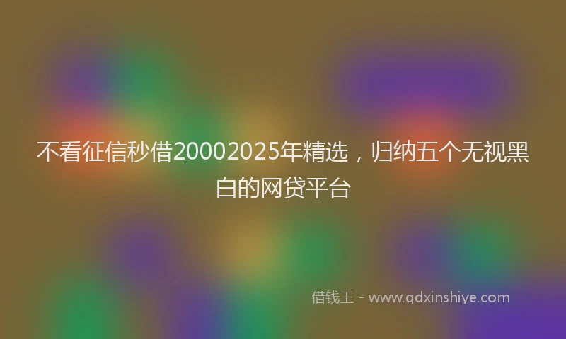 不看征信秒借20002025年精选，归纳五个无视黑白的网贷平台