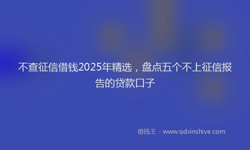 不查征信借钱2025年精选，盘点五个不上征信报告的贷款口子