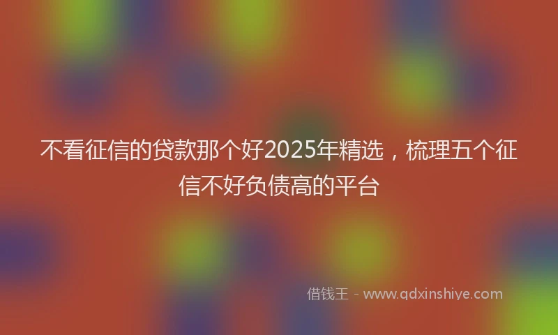 不看征信的贷款那个好2025年精选，梳理五个征信不好负债高的平台