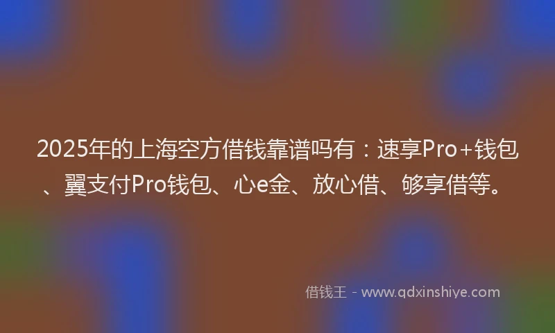 2025年的上海空方借钱靠谱吗有：速享Pro+钱包、翼支付Pro钱包、心e金、放心借、够享借等。