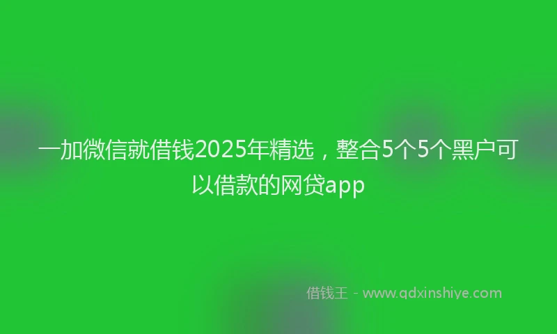 一加微信就借钱2025年精选，整合5个5个黑户可以借款的网贷app