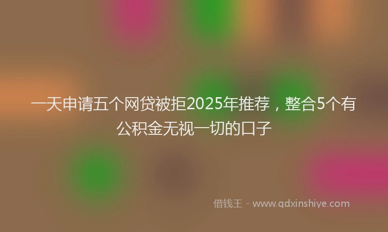一天申请五个网贷被拒2025年推荐，整合5个有公积金无视一切的口子