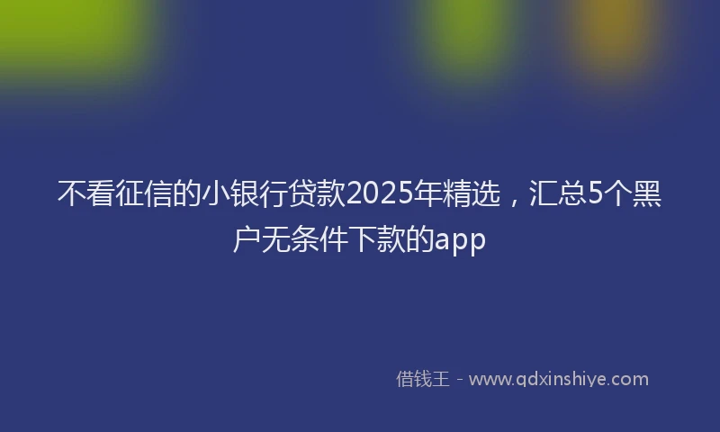 不看征信的小银行贷款2025年精选，汇总5个黑户无条件下款的app