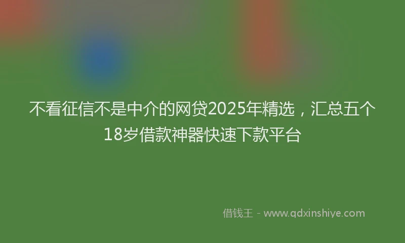 不看征信不是中介的网贷2025年精选，汇总五个18岁借款神器快速下款平台