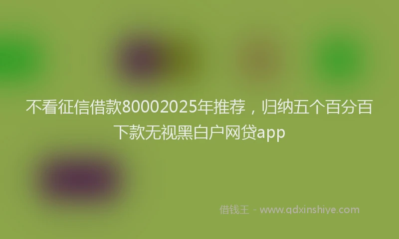 不看征信借款80002025年推荐，归纳五个百分百下款无视黑白户网贷app