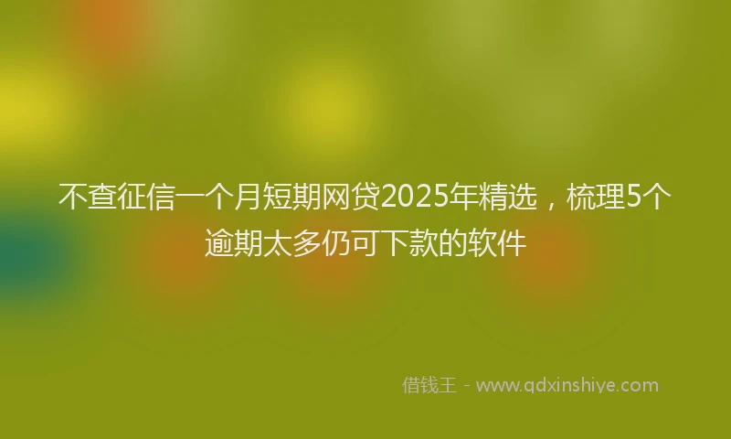 不查征信一个月短期网贷2025年精选，梳理5个逾期太多仍可下款的软件